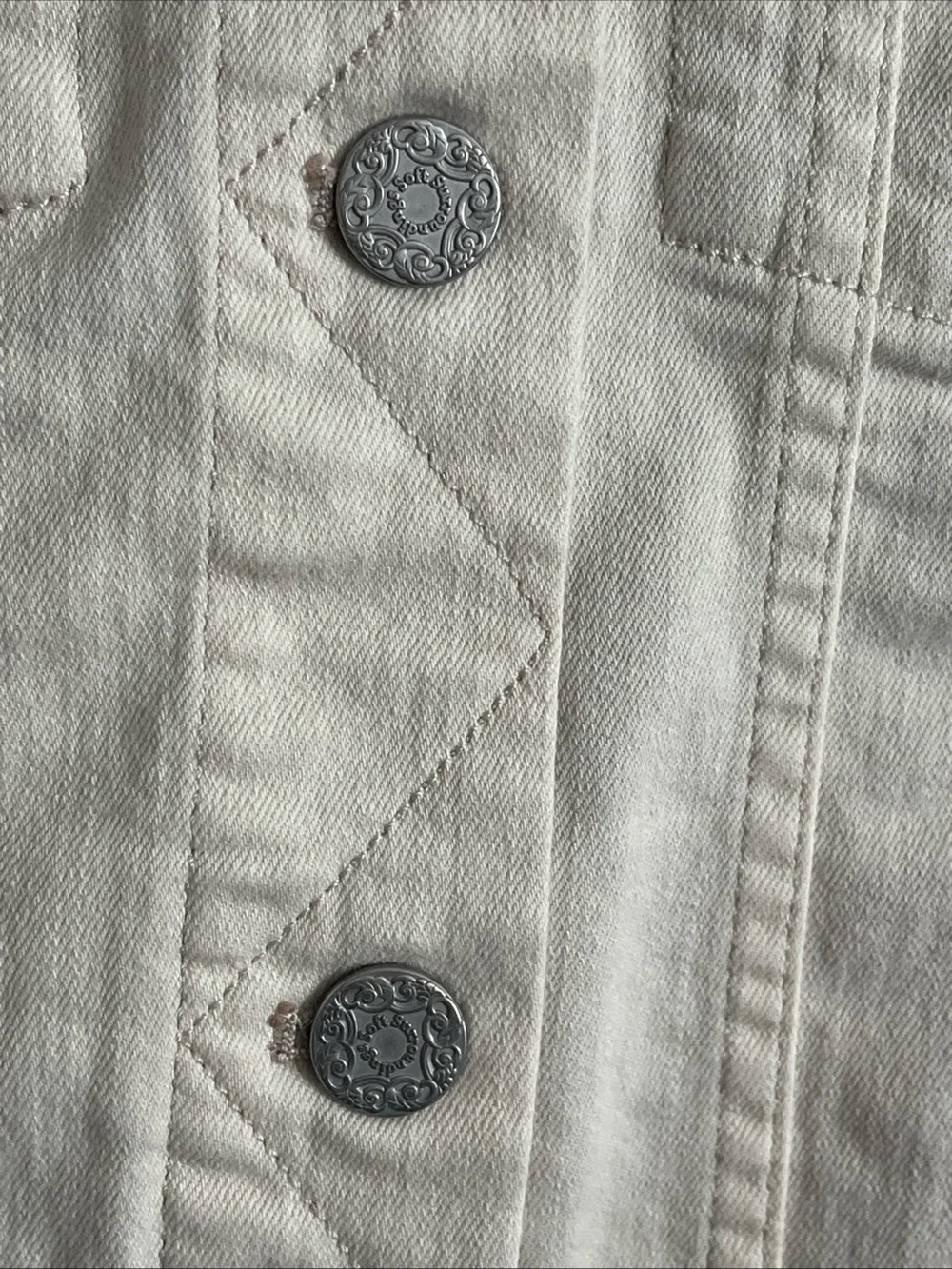 Soft Surroundings Cream Denim Jean Jacket EUC